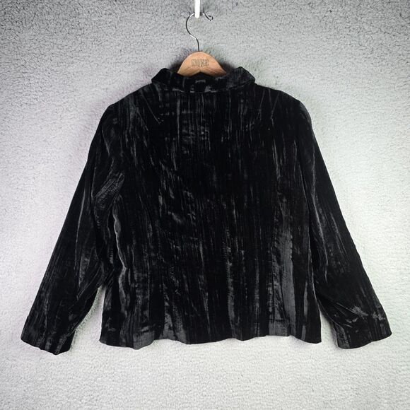 Coldwater Creek Black Velvet Jacket Lined Button Front Classic Petite Large - Picture 13 of 16